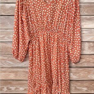 Umgee Terracotta and White Patterned Dress